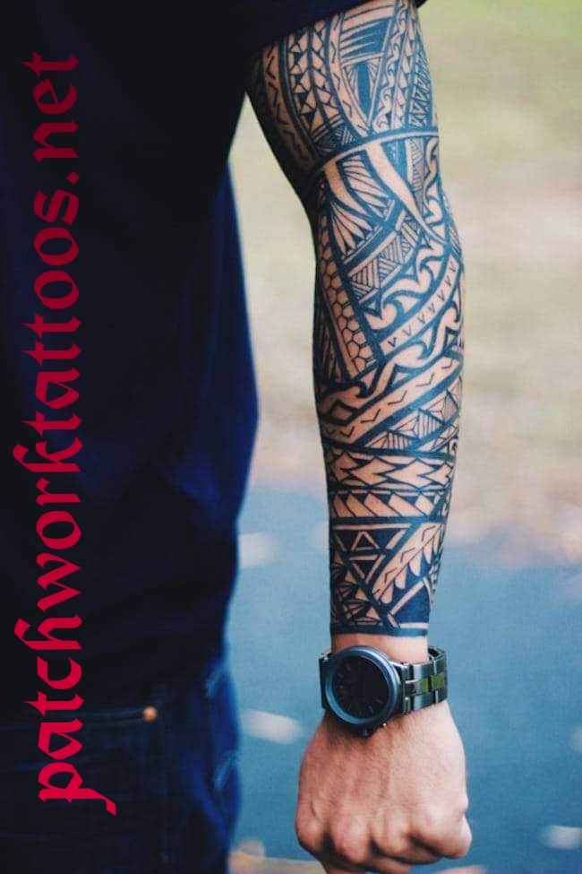 forearm patchwork tattoo