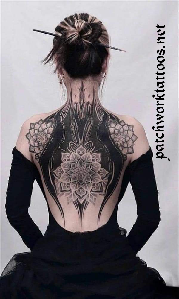 full back patchwork tattoo
