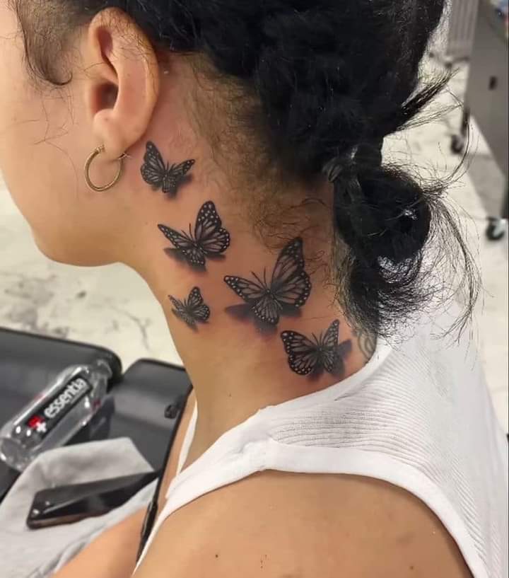 neck patchwork tattoo